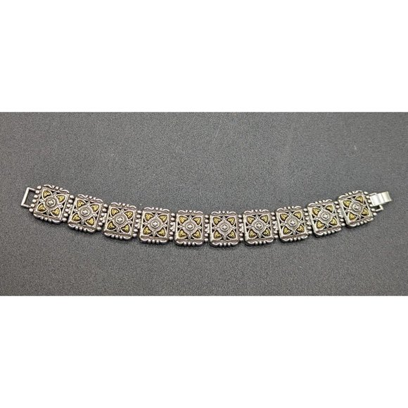 Brighton Detailed Two Tone Silver Gold Square Bracelet - Picture 6 of 12